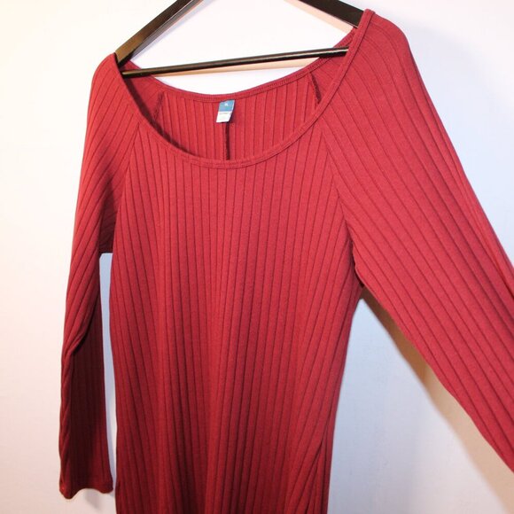 Old Navy Women’s XL Red Ribbed Long Sleeve Sweater Dress Cozy Knit - Picture 3 of 11